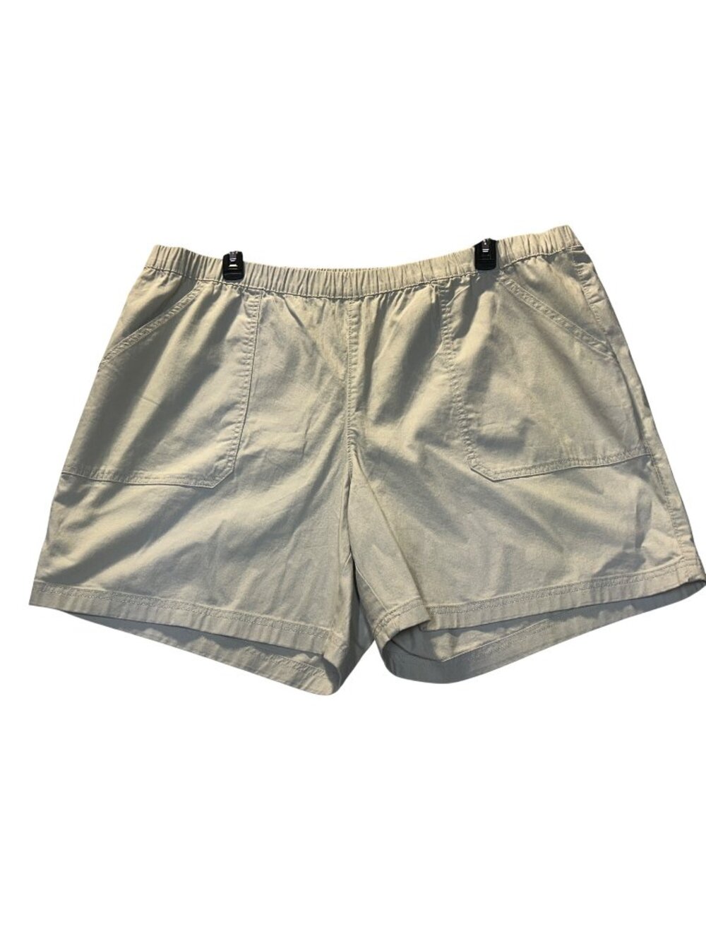 Style & Co Womens 3X Plus Pull-On Shorts Beige With Pockets 98% Cotton 2% Spande